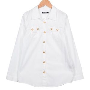 Super Cool BALMAIN Gold Buttons Shirt Size 10